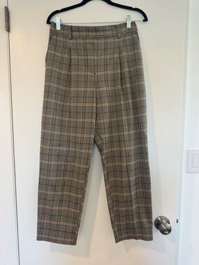 Women’s Plaid Dress Pants - Tan and Black